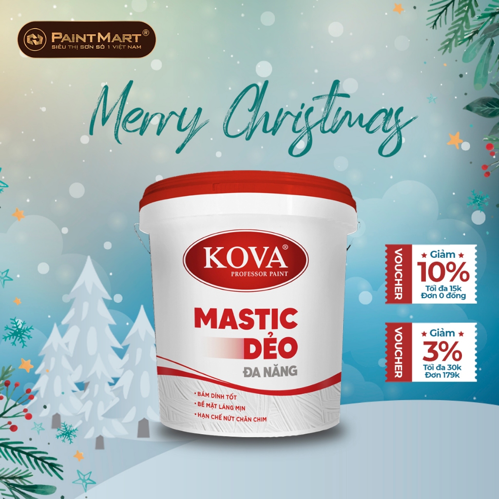 Bột trét Mastic dẻo ngoài trời Kova MT-N thùng 6kg (Mastic dẻo đa năng)