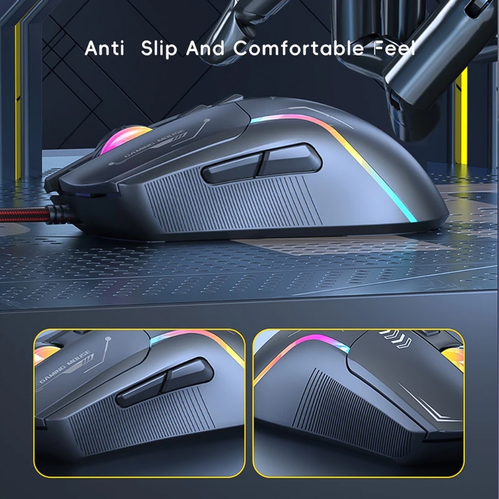 Chuột cơ gaming chuyên chơi game cho máy tính PC laptop P19 app điều khiển macro DPI 6 mức, LED RGB - dc5176