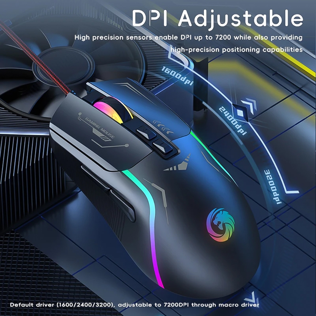 Chuột cơ gaming chuyên chơi game cho máy tính PC laptop P19 app điều khiển macro DPI 6 mức, LED RGB - dc5176