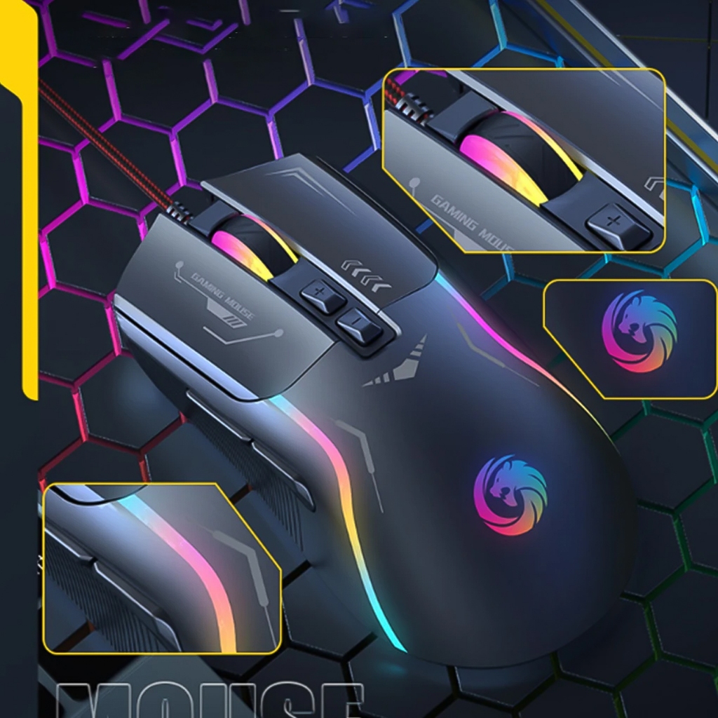 Chuột cơ gaming chuyên chơi game cho máy tính PC laptop P19 app điều khiển macro DPI 6 mức, LED RGB - dc5176