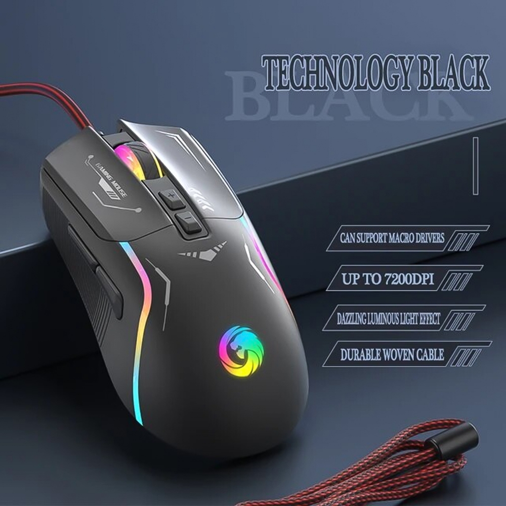 Chuột cơ gaming chuyên chơi game cho máy tính PC laptop P19 app điều khiển macro DPI 6 mức, LED RGB - dc5176