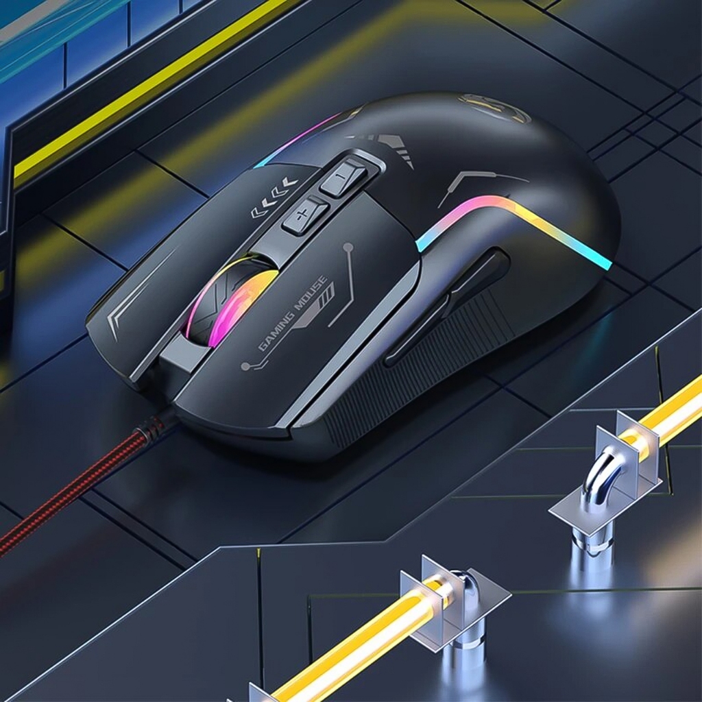 Chuột cơ gaming chuyên chơi game cho máy tính PC laptop P19 app điều khiển macro DPI 6 mức, LED RGB - dc5176