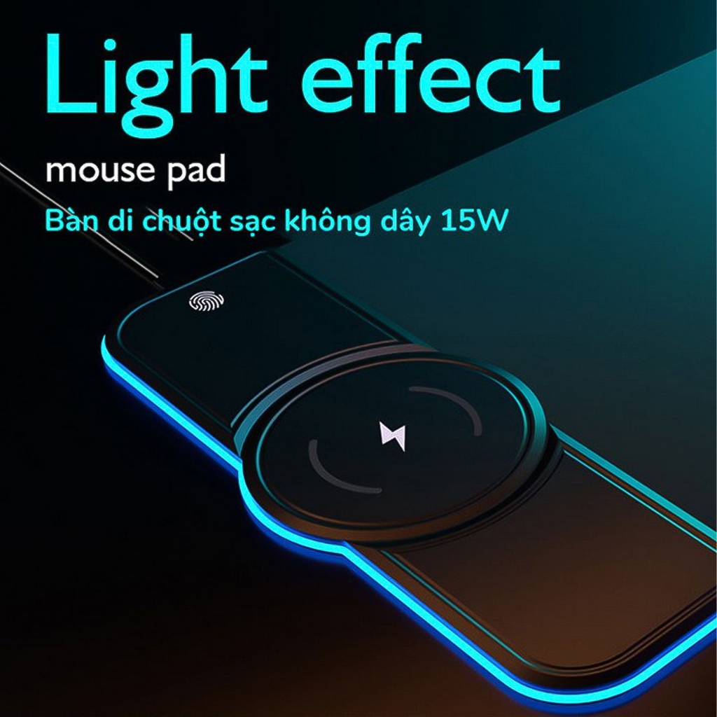  Lót Chuột LED RGB Cảm Ứng Tích Hợp Sạc Không Dây 15W  Pad Chuột Cỡ Lớn - dc5172 