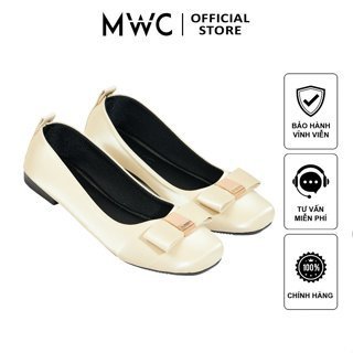 Giày búp bê mwc 2296 - búp bê chất liệu da lụa đính nơ phối khoá hiện đại thanh lịch