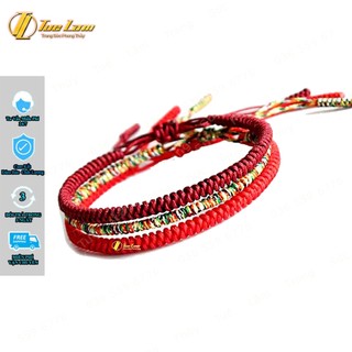 [DIY bracelets] Vòng Tay Set 3 Vòng Chỉ Ngũ Sắc Tây Tạng Mix Tông Đỏ May Mắn Khóa Rút Bền Đẹp  - DIY Tuệ Lâm