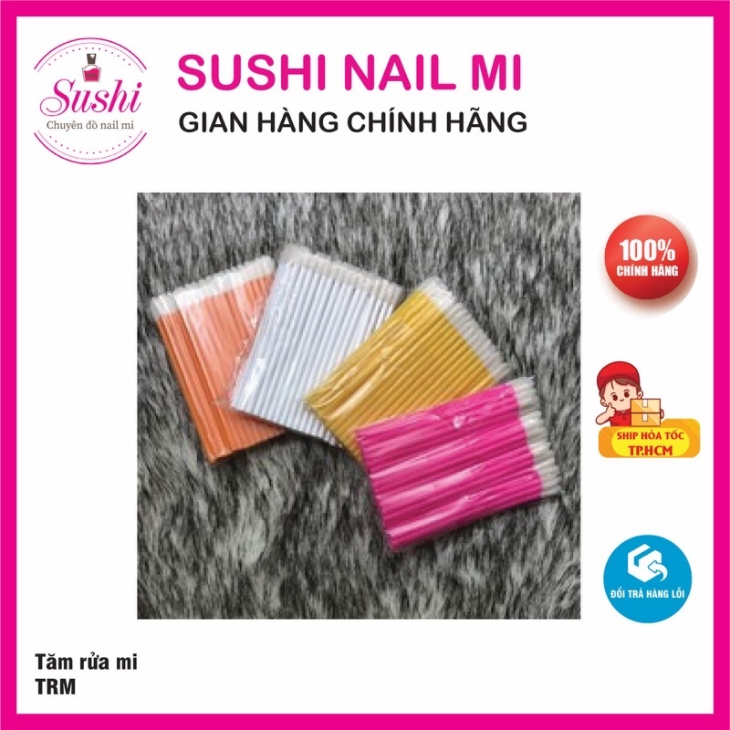 Tăm tháo mi, tăm rửa mi - Tăm bông phun xăm, tiện dụng, tháo nối dễ dàng - Sushi Nail Mi