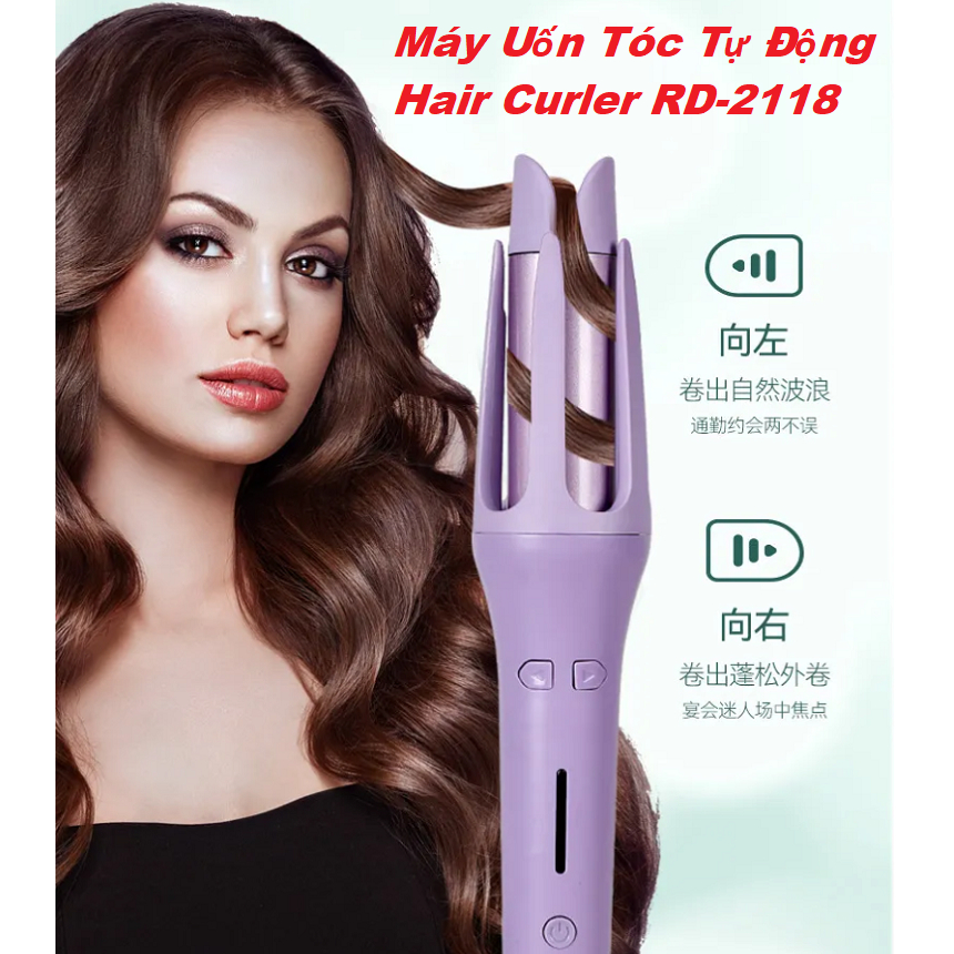 Máy Cuốn Tóc RD-2118 Điện 220v, Dụng Cụ Tạo Kiểu Tóc Uốn Xoăn Đa Năng, Xoay 360 Độ 4 Mức Chỉnh Nhiệt - Bảo Hành 12 Tháng