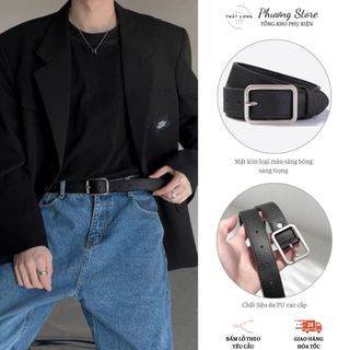 Thắt lưng nam bản nhỏ mặt vuông basic dây nịt nam đi học chất liệu da dễ phối đồ phong cách hàn quốc tl1