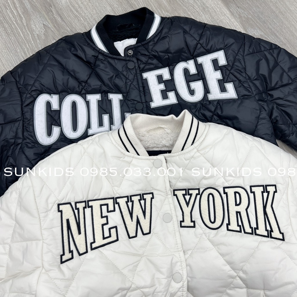 Áo bomber trần phao lót lông chữ ngực  AK522