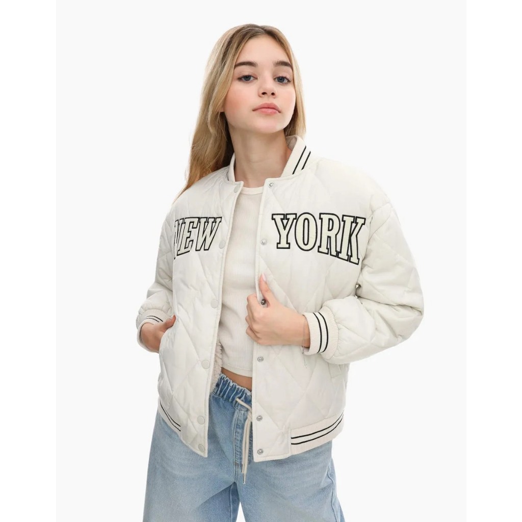 Áo bomber trần phao lót lông chữ ngực  AK522