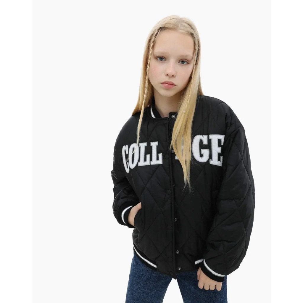 Áo bomber trần phao lót lông chữ ngực  AK522