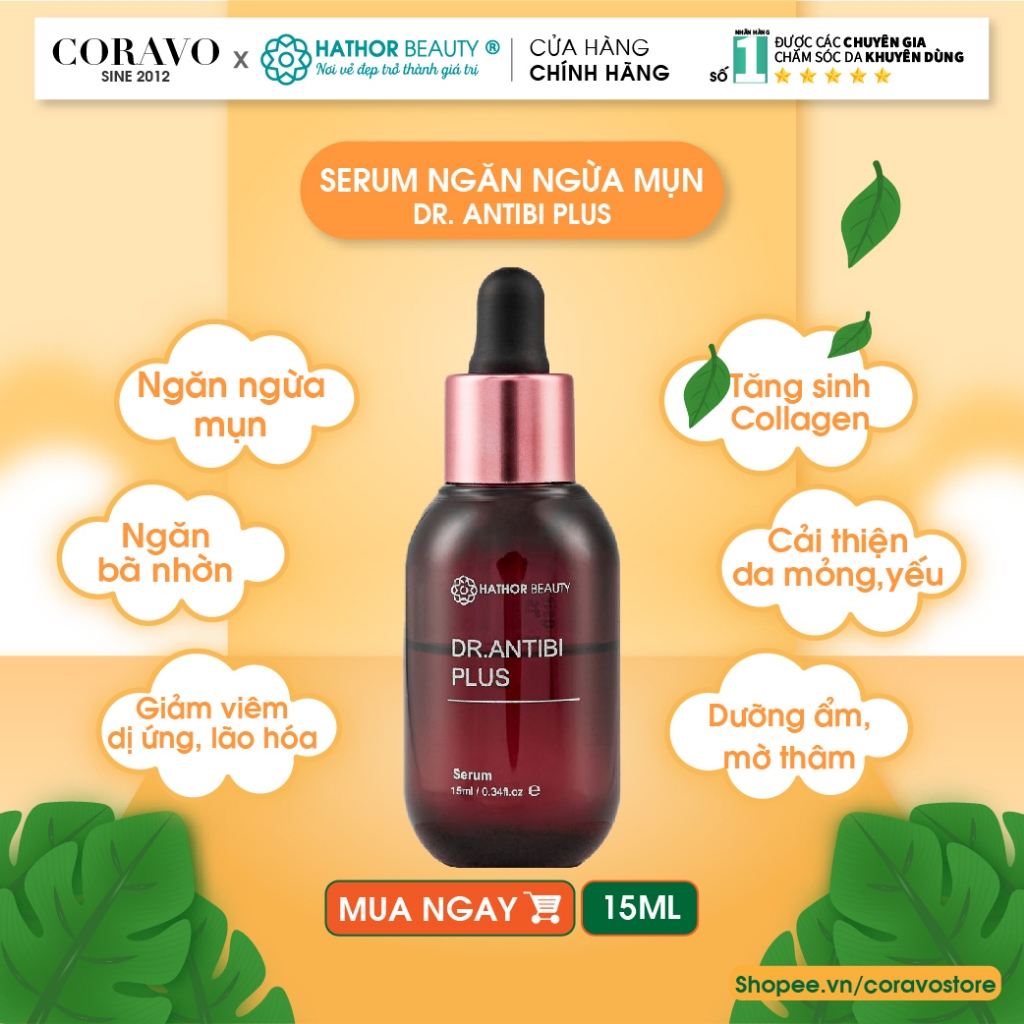 Serum ngăn ngừa mụn Dr Antibi Plus giảm viêm cải thiện da mỏng yếu dưỡng ẩm mờ thâm 15ml - Coravo