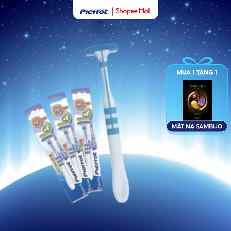 Combo 2 Dụng Cụ Làm Sạch Lưỡi PIERROT Loại Bỏ Mảng Bám Và Cạo Lưỡi Nhẹ Nhàng