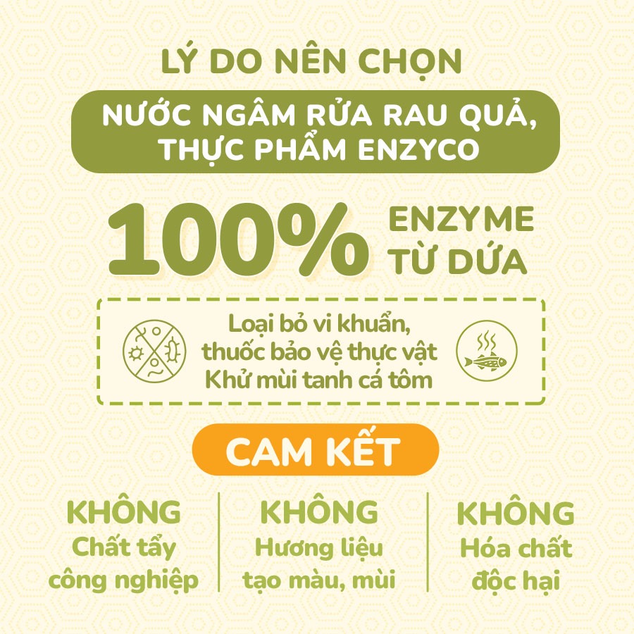 Nước Ngâm Rửa Rau Củ Quả Sinh Học ENZYCO Hương Dứa 1L, Làm Sạch Thực Phẩm 100% Enzyme Từ Dứa