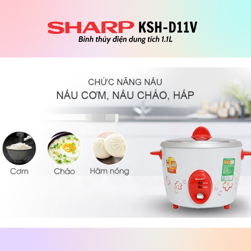 Nồi Cơm Điện Nắp Rời Sharp KSH-D11V (1.1L) - Màu Ngẫu Nhiên