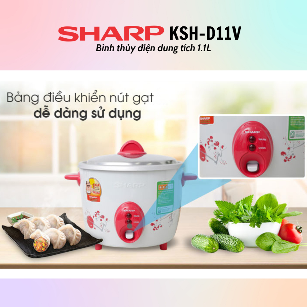 Nồi Cơm Điện Nắp Rời Sharp KSH-D11V (1.1L) - Màu Ngẫu Nhiên