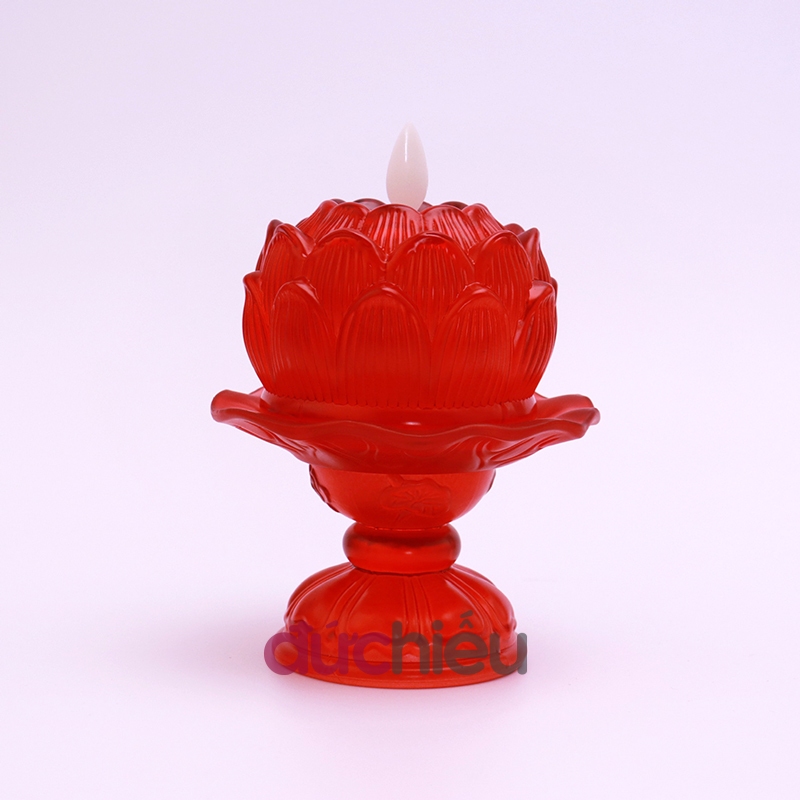 Đèn hoa sen lưu ly thủy tinh dùng pin để bàn thờ tim lắc lung linh như thật, đèn thờ cúng dùng pin - Đức Hiếu Shop