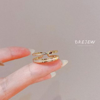 Nhẫn Hở Hai Lớp Mạ Vàng Đính Đá Zircon Sang Trọng Thời Trang Cho Nữ