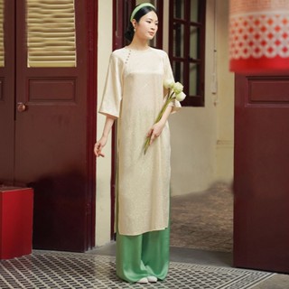 Bigsize Áo Dài Cách Tân Nữ Gấm Vân Hoa TH13