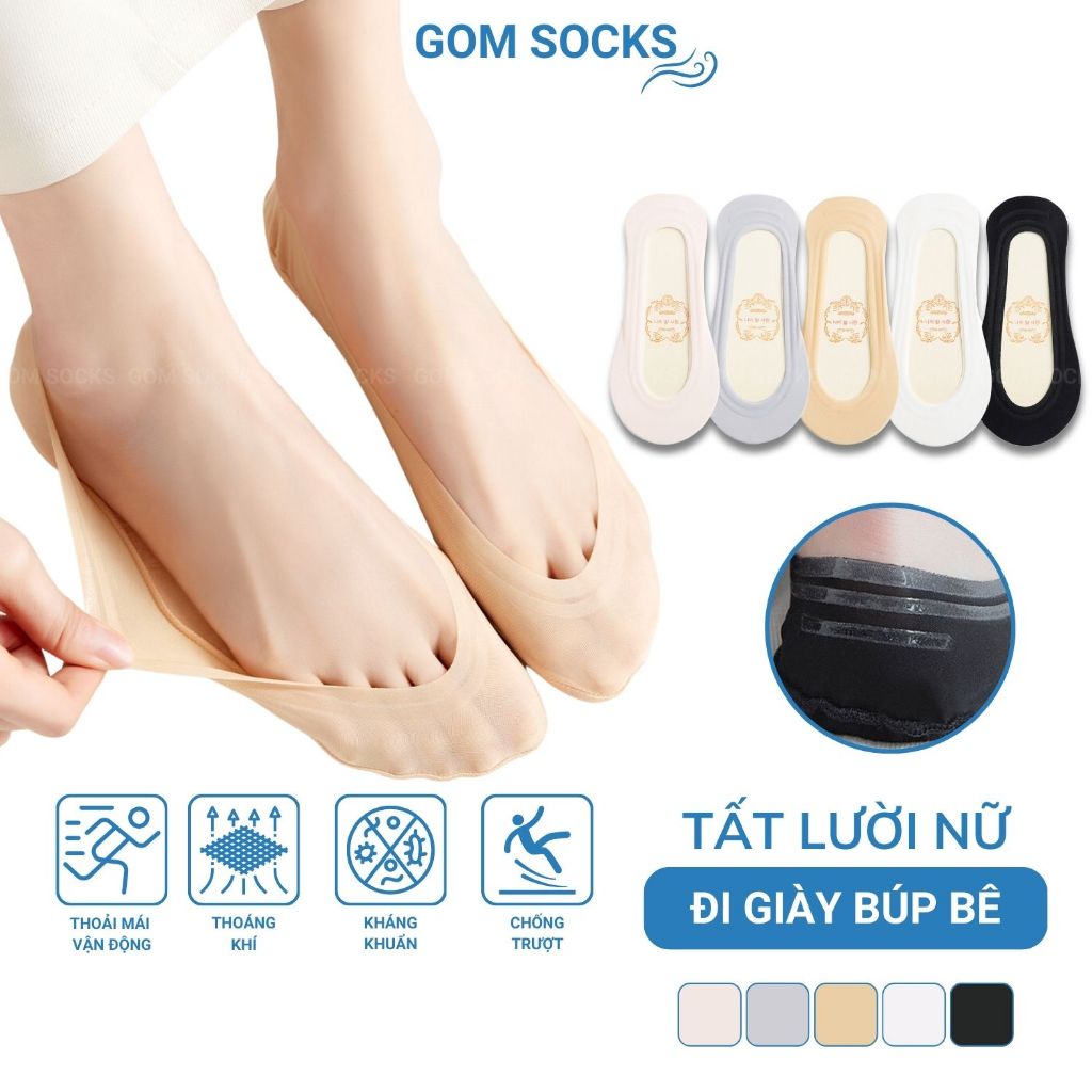 Tất tàng hình nữ đi giày búp bê GOMSOCKS, chất liệu cotton mềm mại, hút ẩm thoáng khí êm chân - TNBB-1DOI