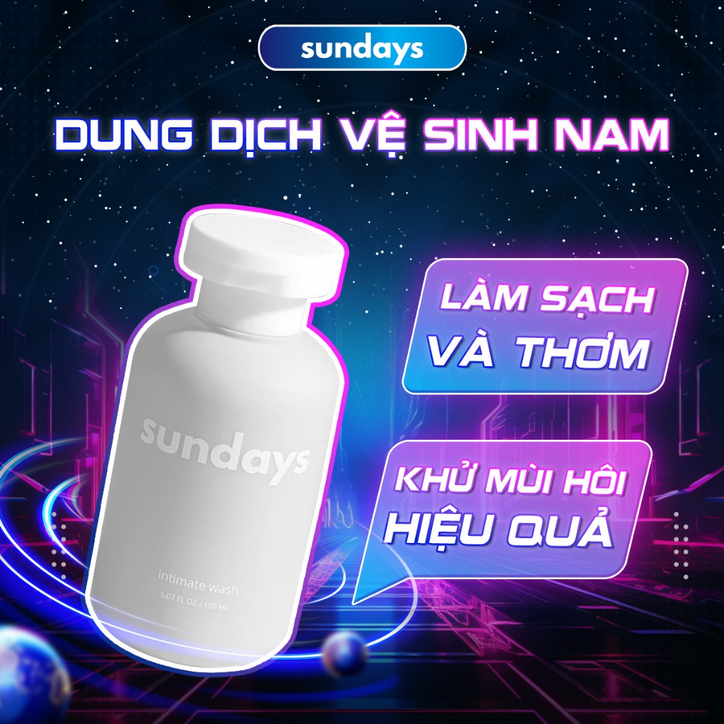 Dung Dịch Vệ Sinh Nam Giới Sundays làm sạch, khử mùi, hương nước hoa lôi cuốn 150ml