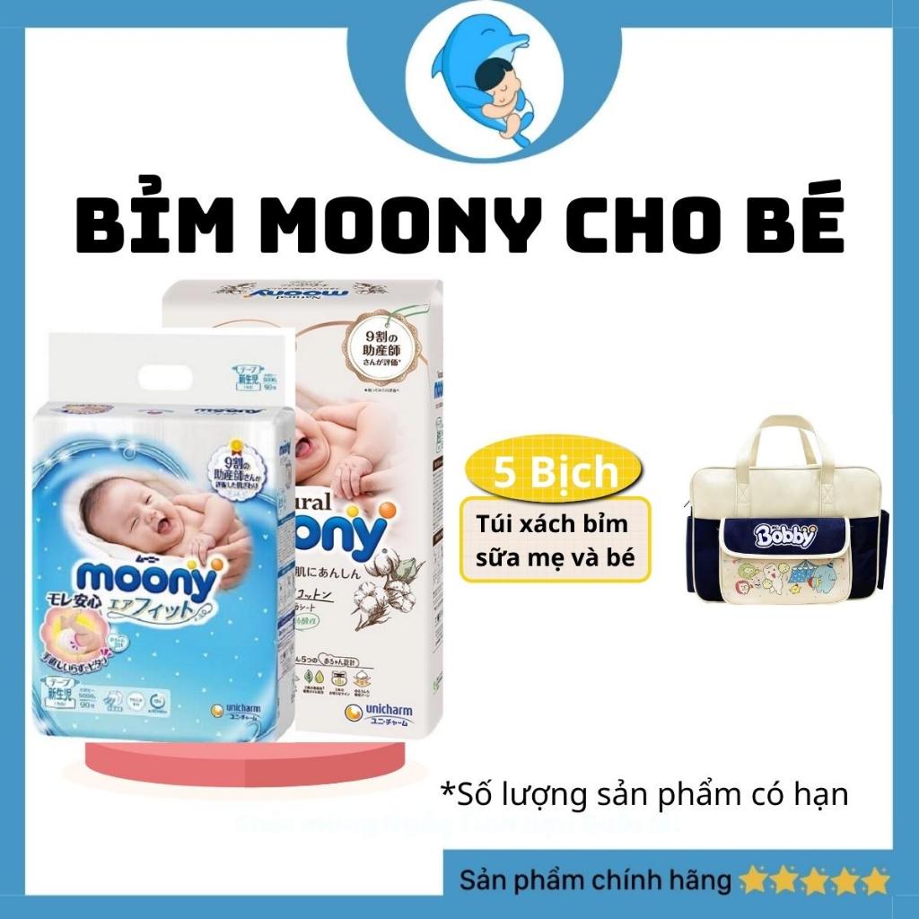 Tã/Bỉm Moony natural quần, dán đủ size NB62/S58/M46/L38/L36/XL32 cho bé 0-22kg