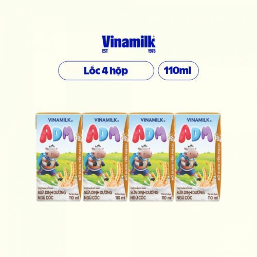 Sữa dinh dưỡng Ngũ cốc - yến mạch Vinamilk ADM -  Lốc 4 hộp 110ml