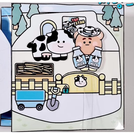 Squishy búp bê giấy Trang Trại bò sữa -Happyfunny