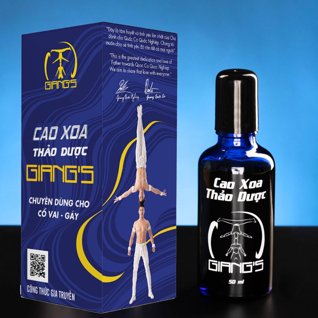 Cao xoa bóp thảo dược GIANG'S - Combo 02 chai dầu xoa bóp nóng lạnh massage cổ vai gáy đầu bi lăn chai 50ml