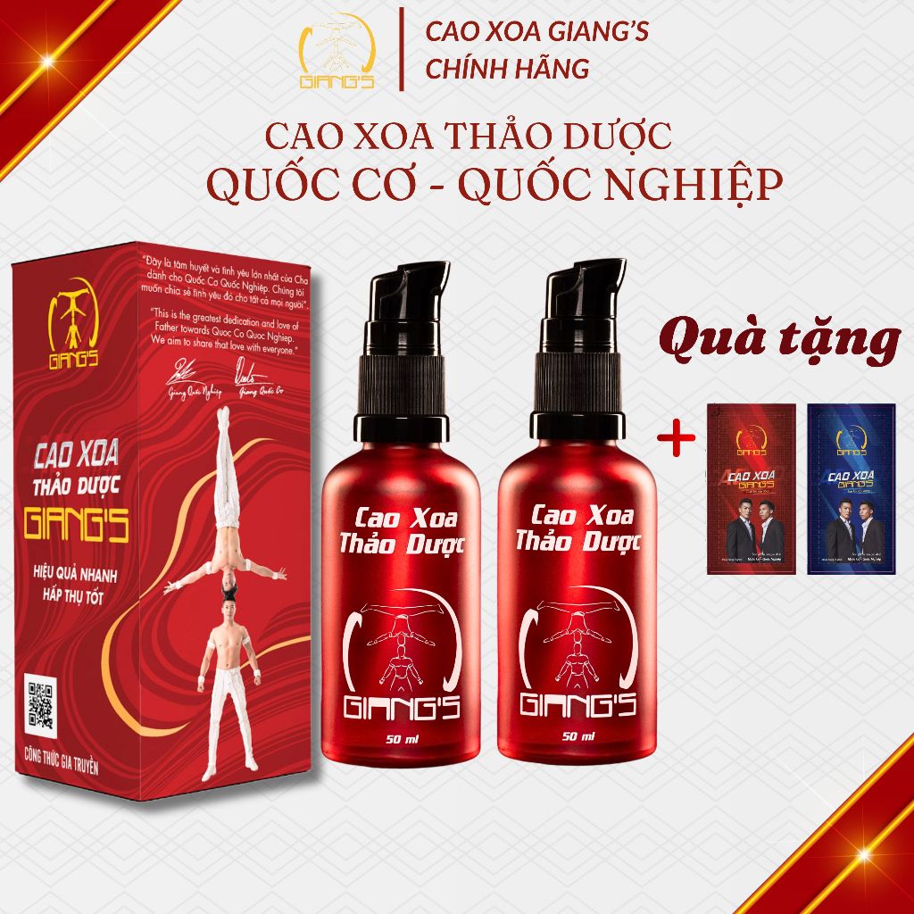 Cao xoa bóp thảo dược GIANG'S - Combo 02 chai dầu xoa bóp nóng lạnh giảm đau nhức nhanh chóng chai 50ml