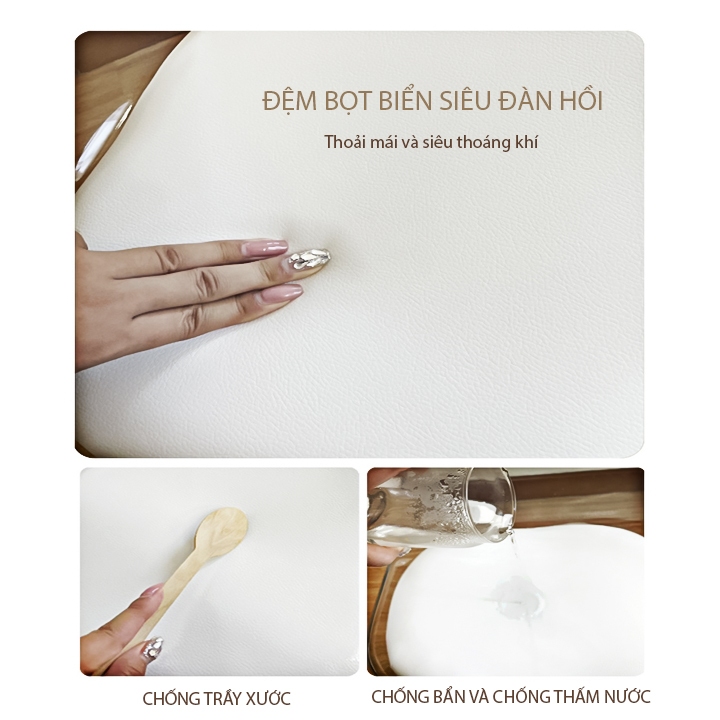 Ghế đôn có đệm ghế da PU êm ái bền bỉ chống nước, ghế làm nail - Ghế đôn tròn xoay bệt có bánh xe đa năng có tựa lưng