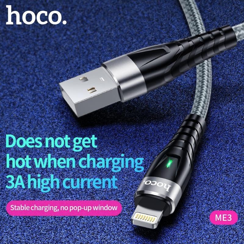 Cáp sạc nhanh chính hãng Hoco ME3 chống đứt siêu bền truyền data cổng/Type-C/Micro-USB QC3.0 max 3A dài 2M