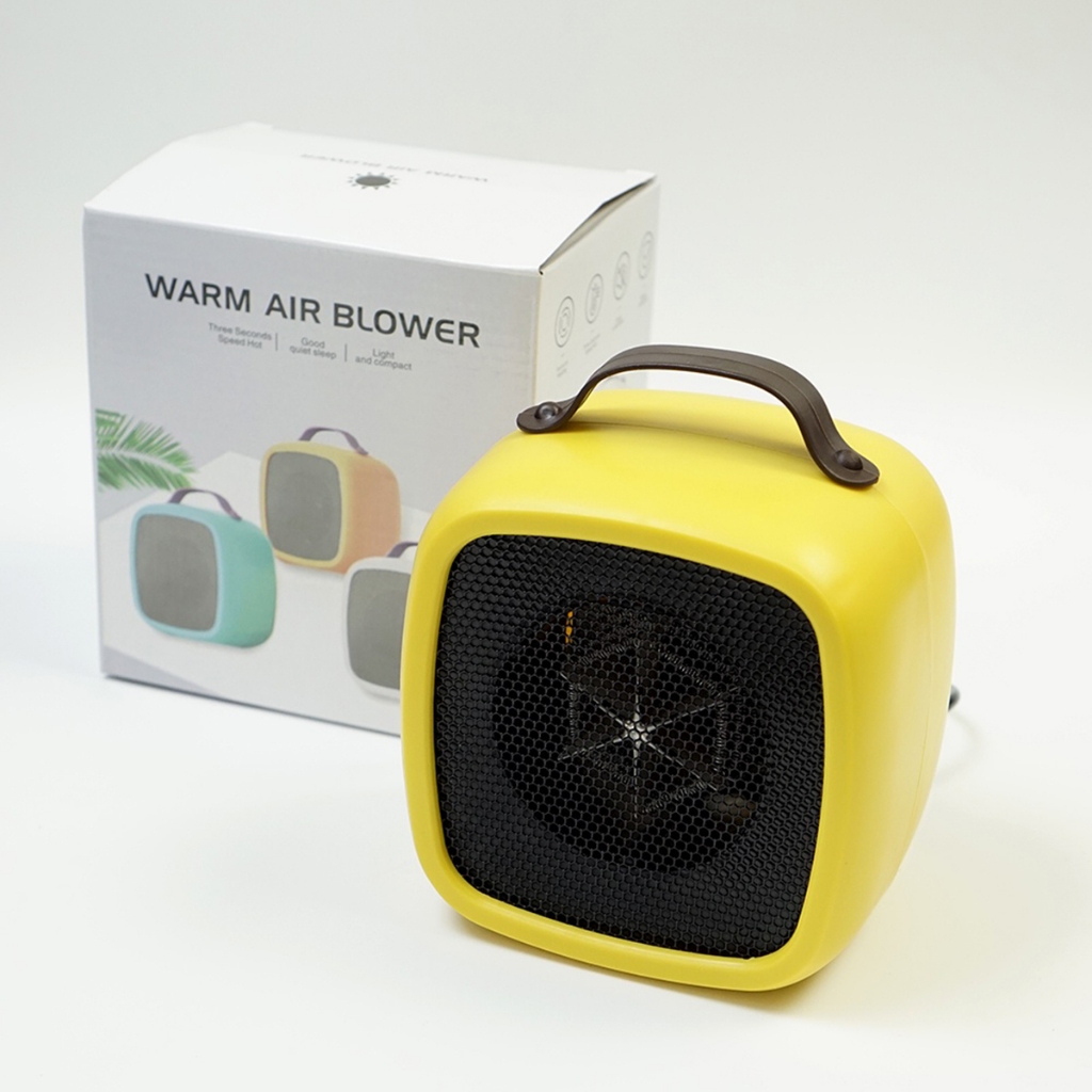 Quạt sưởi mini để bàn siêu ấm hình vuông không mùi nhựa, máy sưởi ấm để bàn mùa đông công suất 500W tiện lợi