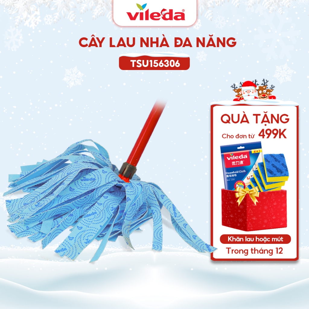 Cây lau nhà đa năng VILEDA Supermocio Wet mop vải sợi microfibre, siêu thấm dùng cho mọi loại sàn - TSU156306