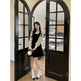 Set váy nhung áo chấm bi tay phồng