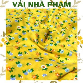 Vải lụa 75d hoa nhí nền vàng tươi-khổ 1.5m-vải nhà phạm