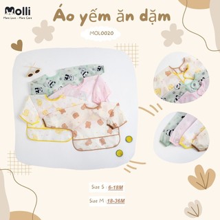 Áo yếm ăn dặm dài tay có máng  phong cách Hàn Quốc