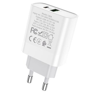 Củ sạc nhanh pd20w siêu bền chính hãng hoco c80 mẫu mới cốc 20w 2 cổng sạc type c + usb