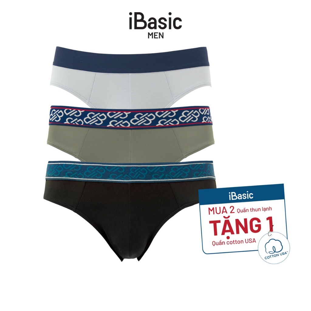 [MUA 2 TẶNG 1] Combo 2 quần lót nam brief poly tặng 1 quần lót nam cotton USA iBasic PANM119