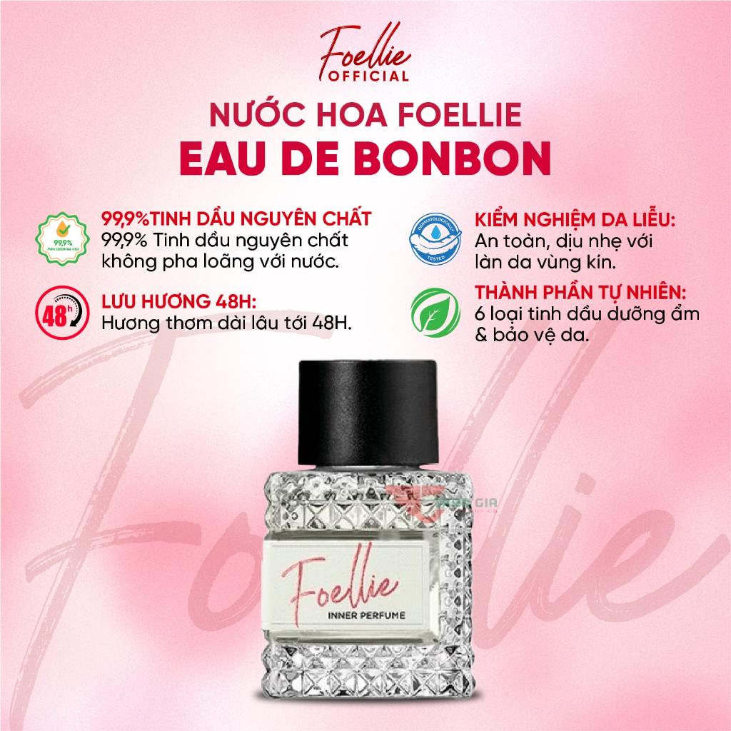 Nước hoa vùng kín FOELLIE Eau De BonBon Inner Perfume Cao Cấp Hàn Quốc, hương đào ngọt ngào, tươi mát 10ml