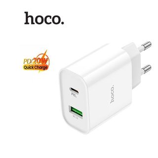 Củ sạc nhanh pd20w siêu bền chính hãng hoco c80a mẫu mới cốc 20w sạc nhanh 2 cổng usb+ type c