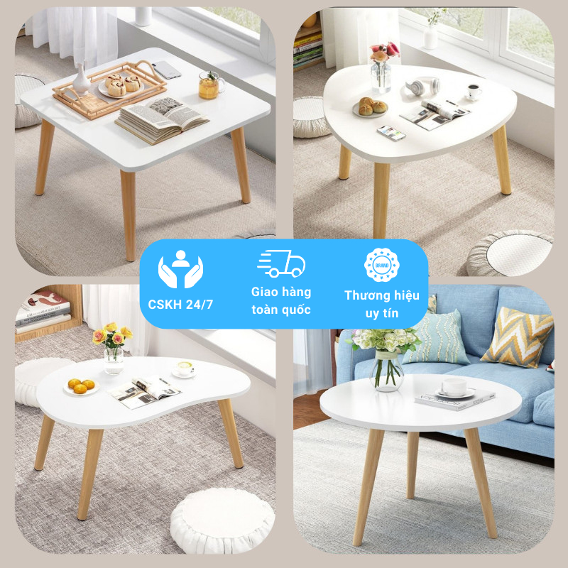 Bàn trà Sofa ngồi bệt, mặt bàn MDF thiết kế đa dạng với chân gỗ tự nhiên bọc Simili chắc chắn