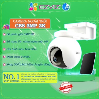  Camera wifi năng lượng mặt trời Ezviz Cb8 3MP 2K, đàm thoại 2 chiều, màu ban đêm