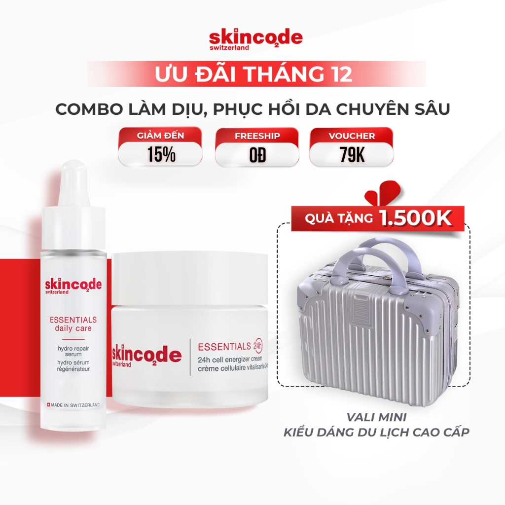 Bộ đôi tinh chất làm dịu, kem dưỡng phục hồi và tái tạo da Skincode Essentials