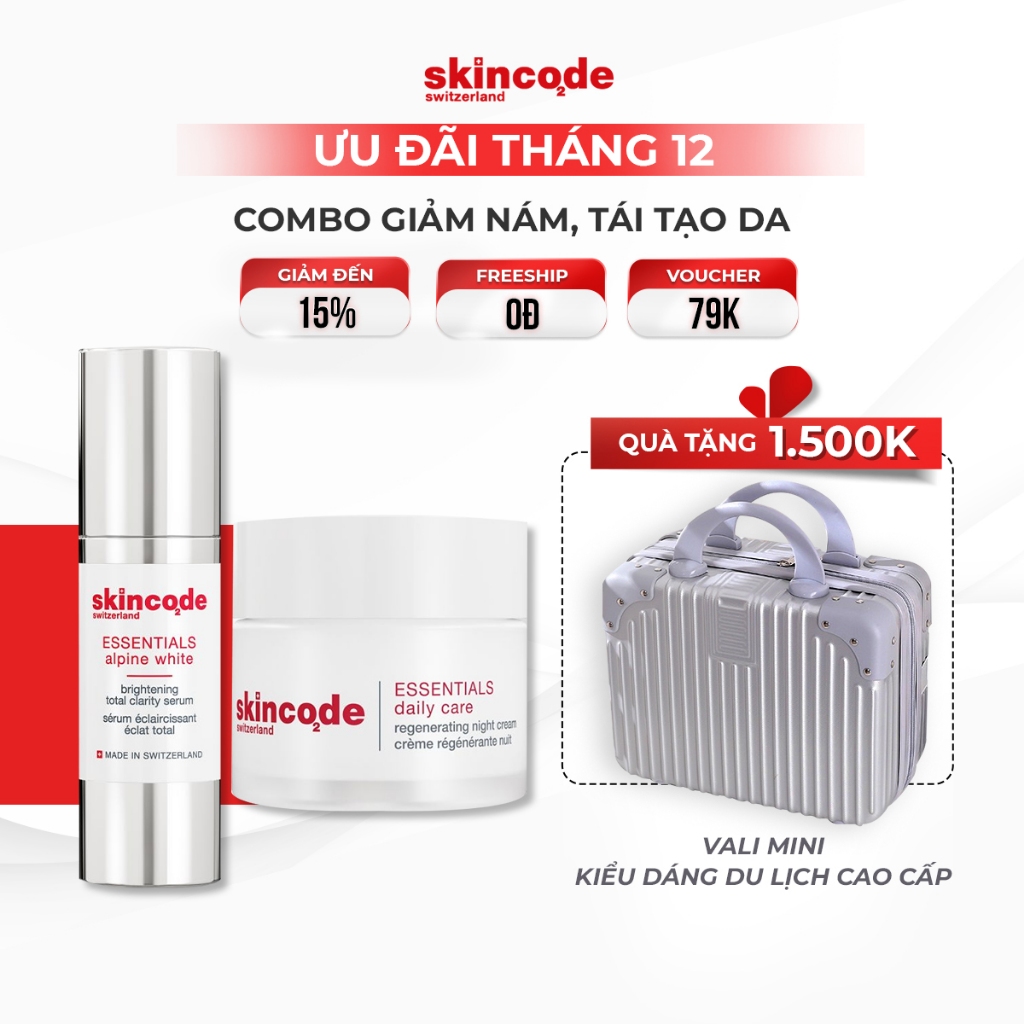 Combo tinh chất giảm nám, kem dưỡng tái tạo và trẻ hóa da Skincode