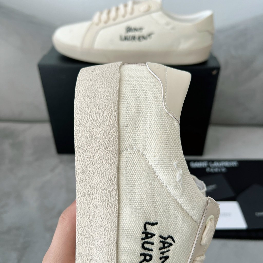 Giày saint laurent paris, Giày YSL vải màu be sữa,giày thể thao sneaker nam nữ bản cao cấp full phụ kiện