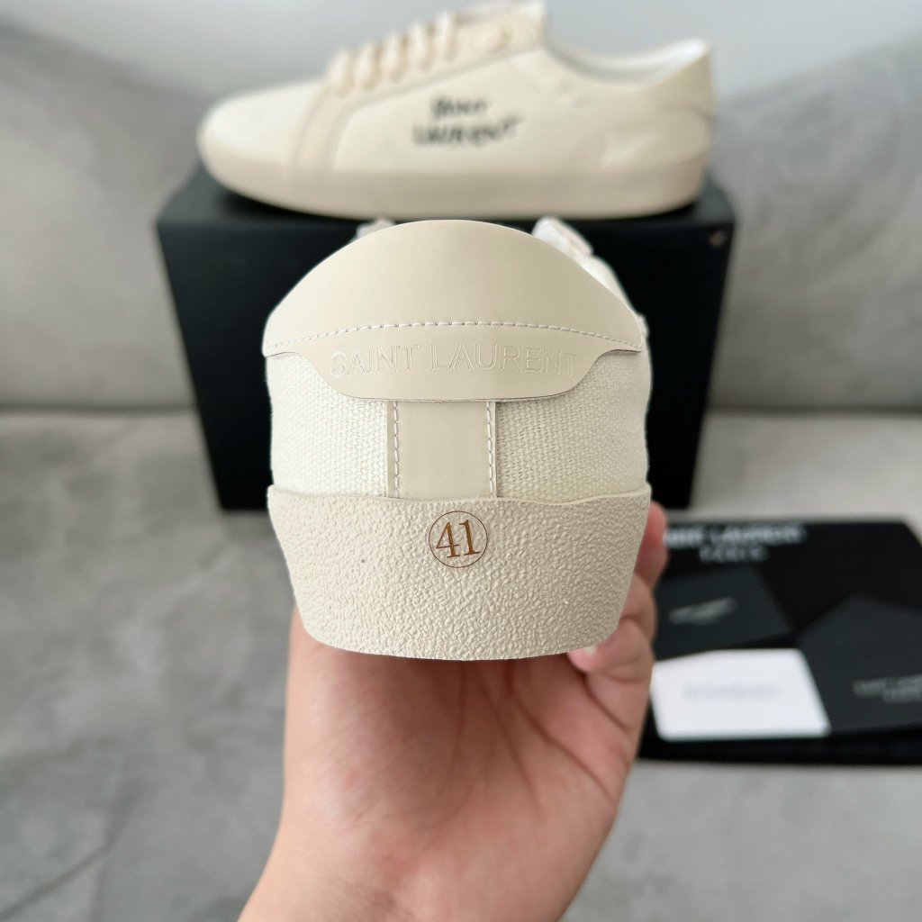 Giày saint laurent paris, Giày YSL vải màu be sữa,giày thể thao sneaker nam nữ bản cao cấp full phụ kiện