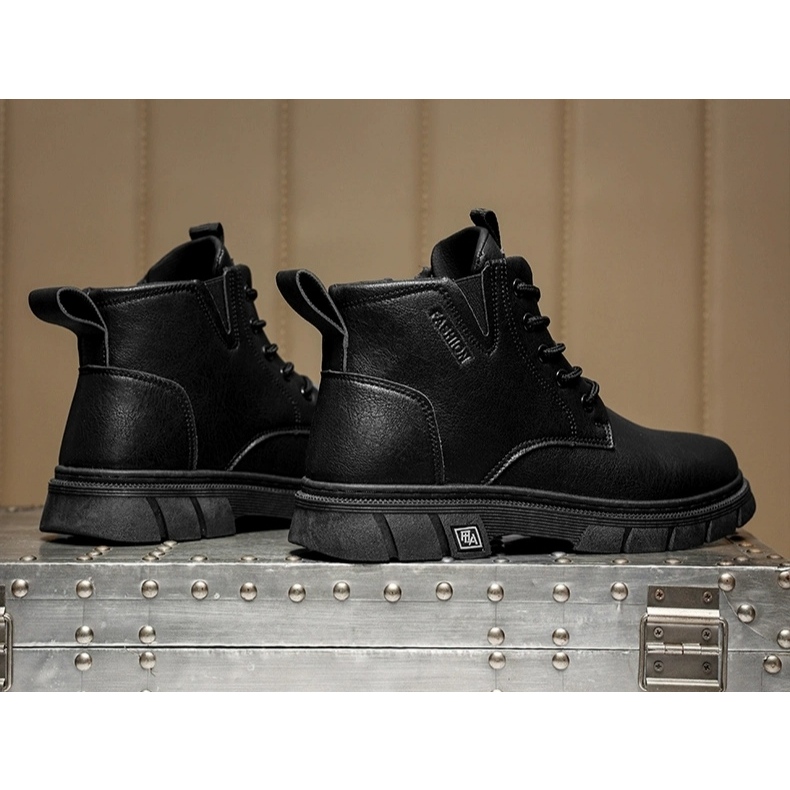 Boot Nam 6012, Bốt da nam cổ thấp thời trang thu đông, Boot độn đế lên chân nhẹ êm