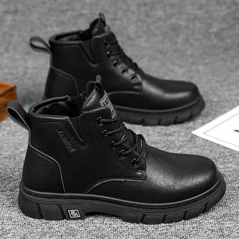 Boot Nam 6012, Bốt da nam cổ thấp thời trang thu đông, Boot độn đế lên chân nhẹ êm