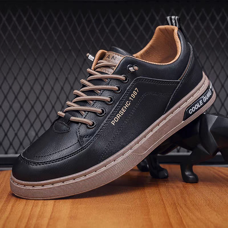 Giày thể thao nam Guiiu, Giày da nam basic đế cao su mềm, Sneaker giày nam có dây thun co giãn không cần buộc